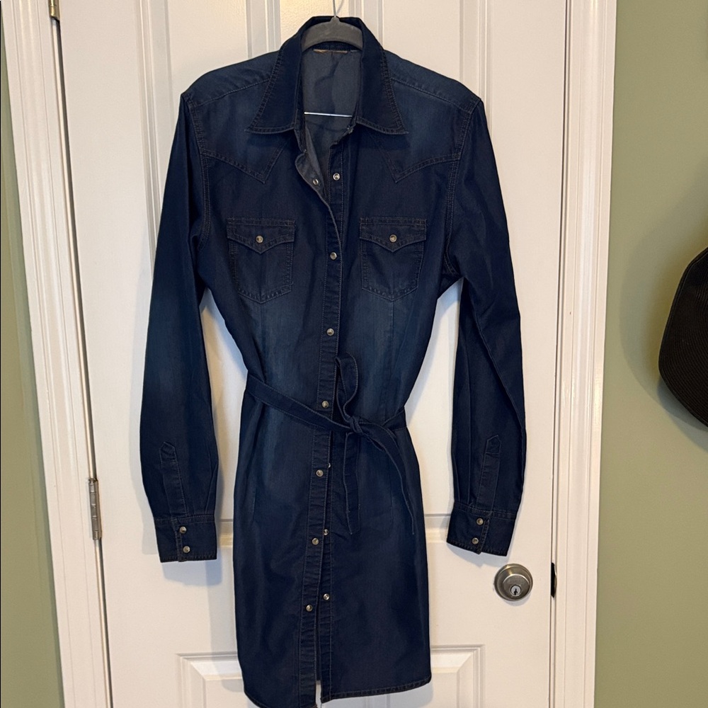Dark Blue Denim Shirt Dress